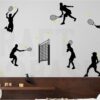 Kadın Tenis Silüet Duvar Etiketi Seti – 9 Parça