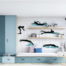 Karma Yüzme Silüet Duvar Etiketi Seti – 6 Parça